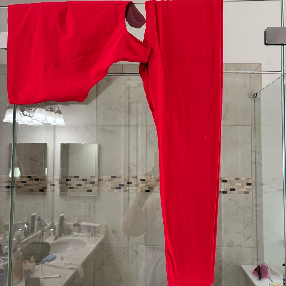 Athlete Red Sleeveless Top and Pants Set